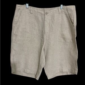 Ocean & Coast Men's Tan Shorts 38 Linen Bermuda Vacation Resort Casual Beach